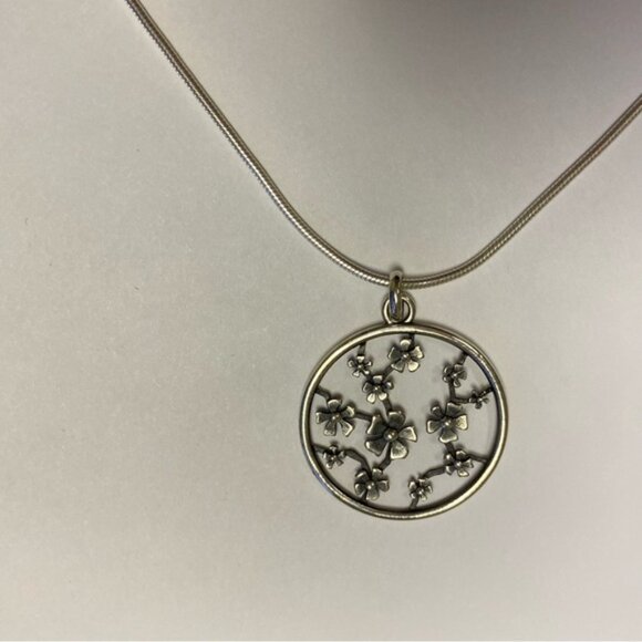 AGI NECKLACE CHAIN STERLING SILVER 925 ITALY 20” ROUND FLOWER PENDANT - Picture 5 of 8